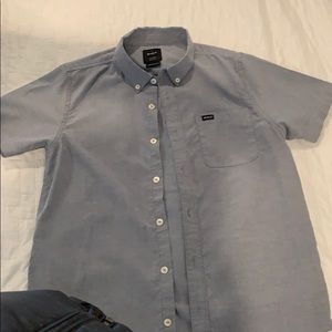 RVCA Grey Button Down Short Sleeve Boys Shirt